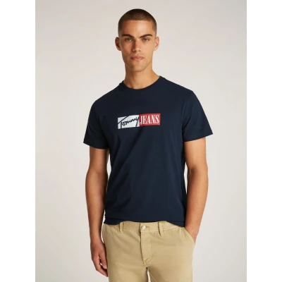 Abbildung von Tommy Jeans SLIM Entry Graphic TEE Tshirt print, Herren, Größe: 64, Dark night navy