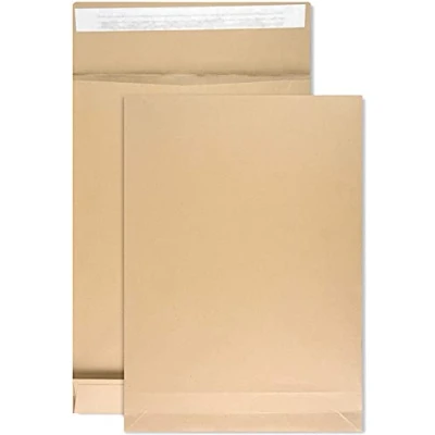 Abbildung von Netuno 250 x braune Faltentaschen DIN B4 250x 353 mm 130g Kapazität Versandtaschen haftklebend ohne Fenster Falten Umschläge Briefumschläge mit Bodenfalte Brief Kuverts Umschlagtaschen