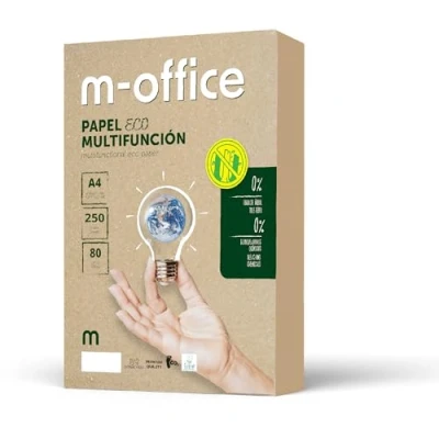 Abbildung von Papier Recycelt din A4, Packung mit A4 Blättern 80g, für Kopierer und Drucker, 250 100% Recyceltes · m office (1 Packung)