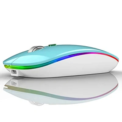 Abbildung von Uiosmuph G12 Maus Kabellos, LED 2.4G Leise Funkmaus Wiederaufladbar Wireless Mousemit Nano USB Empfänger 1600 DPI Computermaus für PC/Laptop/Windows/MacBook (Blau)