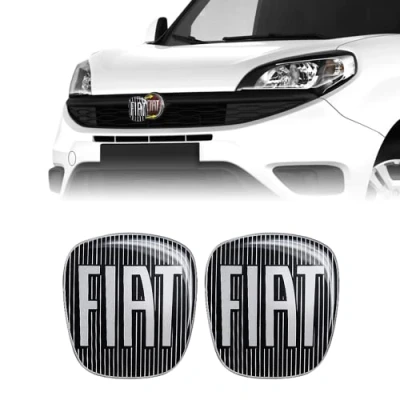 Abbildung von Fiat 14188A 2Pz 3D Aufkleber Logo Dolbò, Schwarz, 2 Stücke, Vorne und Hinten, 81 x 90 mm