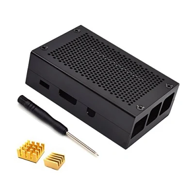 Abbildung von ZkeeShop Gehäuse Aluminium mit Kühlkörper Compatible for Raspberry Pi 3 Model B ，Pi B+，RPi 2 (Raspberry Board Nicht enthalten) (Schwarz)