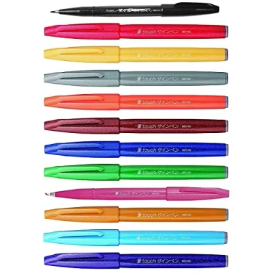 Abbildung von Pentel SES15C Brush Sign Pen Marker Flexible Spitze 12 Farben ass.ti