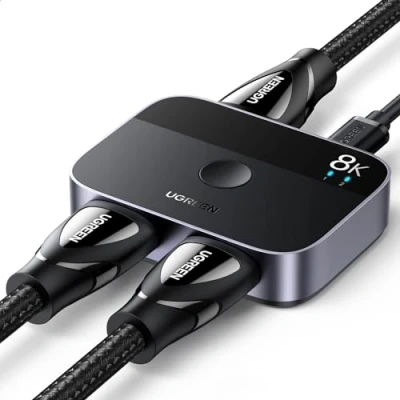 Abbildung von UGREEN HDMI Switch 8K@60Hz 4K@144/120/60Hz, Aluminium 2 in 1 Out/1 Out, Umschalter für PS5/PS4/Xbox/TV Box/Blu ray Player/DVD Player/Projektor/Monitor/Laptop