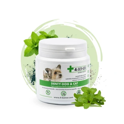 Abbildung von 4 BEINER DENTY Dog &amp; CAT Zahnpflege Zahnsteinentferner Mundgeruchhilfe für Hunde Katzen, Natürliche Inhaltsstoffe gegen Zahnbelag, 90g Pulver