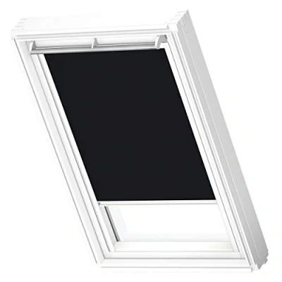 Abbildung von VELUX Original Dachfenster Verdunkelungsrollo, mit weißer Führungsschiene, Schwarz, für GGL MK06, GGU GPL GPU MK06