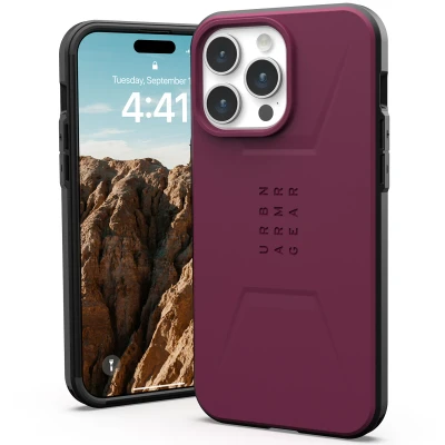 Abbildung von Apple iPhone 15 Pro Max Hülle MagSafe Kunststoff UAG Hard Case/Backcover Handyhülle Dunkelrot Shockproof/Stoßfest