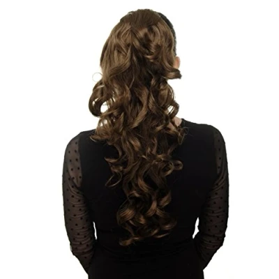 Abbildung von WIG ME UP Haarteil Zopf voluminös Locken lockig sehr lang (60 cm) + Steckkämme &amp; Gummizug Goldbraun WK03 12