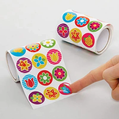 Abbildung von Baker Ross Stickerrollen mit Blumenmotiv, 600 Stück, Aufkleber für Kinder, AX869