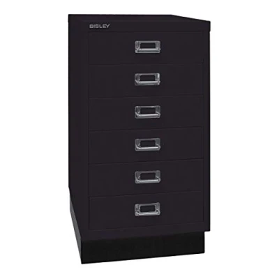 Abbildung von BISLEY MultiDrawer, 29er Serie mit Sockel, DIN A3, 6 Schubladen, Metall, 633 Schwarz, 43.2 x 34.9 67 cm