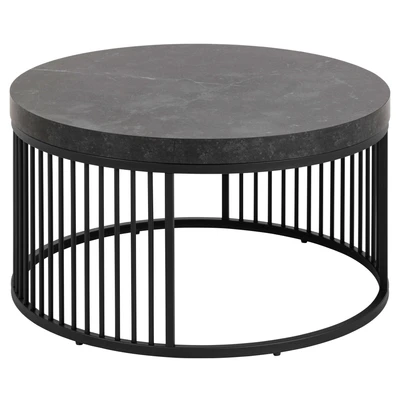 Abbildung von ACTONA GROUP Couchtisch Strington, Rund Sofatisch, Izmir matt schwarz rau Melamin, Ø65x35cm