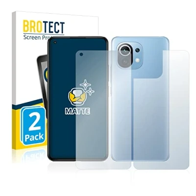 Abbildung von BROTECT Entspiegelungs Schutzfolie für Xiaomi Mi 11 Lite 5G (Display+Rückseite) (2 Stück) Matte Displayschutz Folie, Anti Reflex, Fingerprint