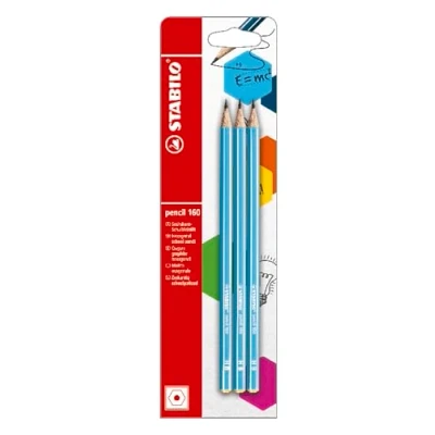 Abbildung von Bleistift STABILO pencil 160 in blau 3er Pack Härtegrad HB