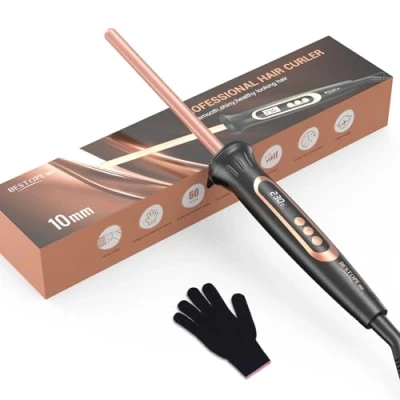 Abbildung von BESTOPE MIX 9 mm Lockenstab, Multi Temperatur Lockenstäbe, Lockenstab Kleine Locken, Schnell Aufheizender Hair Curler, Curling Iron mit Präziser Temperaturregulierung Alle fünf Grad, Handschuh
