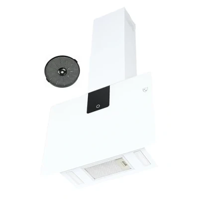Abbildung von K&amp;H 60cm Kopffreie Dunstabzugshaube, Wandhaube, 9 Leistungsstufen, LED, Weißes Glas, 500 m3/h, 3 Schicht Metall Fettfilter, VH 60W
