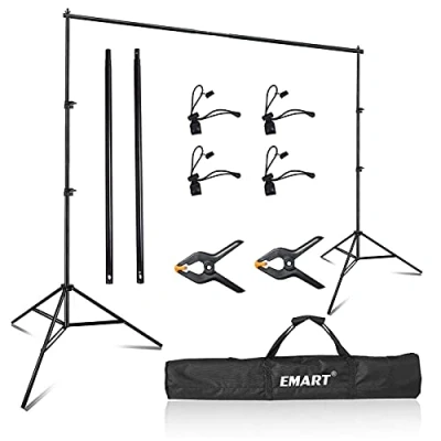 Abbildung von EMART Foto Hintergrund Ständer 2,4 x m, Verstellbare Fotografie Kit mit 2 Federklemmen Hintergrundsystem für Fotostudio, Porträt, Produktfotografie, Live Streaming, Party, Hochzeit
