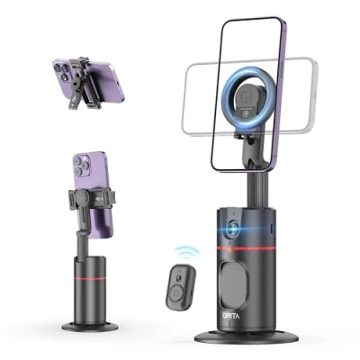 Abbildung von Magnetic Auto Face Tracking Tripod, 360 Rotation Smart Telefonhalter, Keine App erforderlich Gesicht Körper Selfie Stick Gimbal Stabilisator Handyhalterung für Videoaufnahme, Vlog, Live Streaming