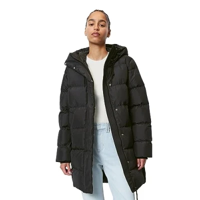 Abbildung von Marc O&#039;Polo Denim MIDI Responsible Puffer WITH HOOD WELT Pockets Sideseam Slits Daunenmantel, Damen, Größe: Medium, Black