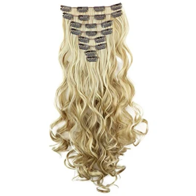 Abbildung von CAISHA XL 45cm CLIP IN EXTENSIONS Klara 7 Teile Set Haarverlängerung Voluminös Gelockt Blond Mix CE14 1