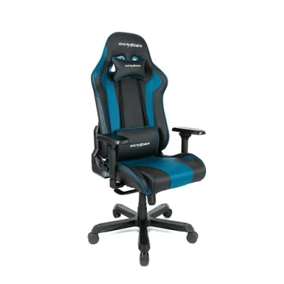 Abbildung von Robas Lund DX Racer K99 Gamingstuhl Schreibtischstuhl mit Wippfunktion Höhenverstellbarer Drehstuhl E Sport, verstellbare Armlehnen 4D, schwarz blau,PU