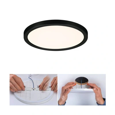 Abbildung von Paulmann 79961 LED Panel Einbaupanel Areo IP44 175mm rund incl. 1x13 W Warmweiß Schwarz Kunststoff Beleuchtungssystem 3000 K