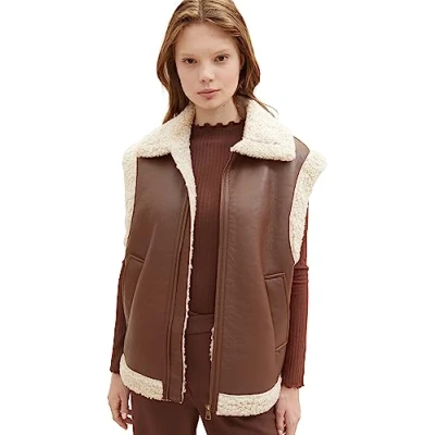 Abbildung von TOM Tailor Denim Weste, Damen, Größe: Medium, Roasted coffee brown