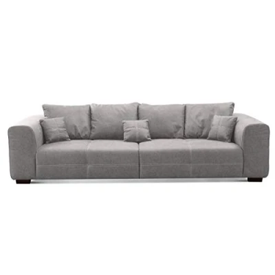 Abbildung von CAVADORE Big Sofa Mavericco inkl. Kissen / XXL Couch mit tiefen Sitzflächen und modernem Design 287 x 69 108 Lederoptik grau