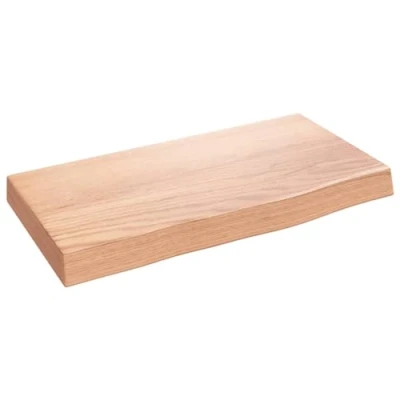 Abbildung von vidaXL Wandregal, Holzregal Regal Handgefertigt mit Baumkante, Wandboard Regalbrett Deko, Bücherregal Hängeregal, Hellbraun 40x20x4cm Massivholz Eiche Behandelt