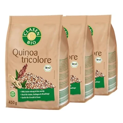 Abbildung von 3x CLASEN BIO Quinoa Tricolore Fairtrade, vegan und glutenfrei, biologischer Anbau 450 g
