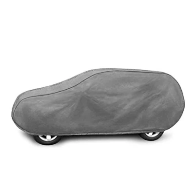 Abbildung von Autoabdeckung Wasserfest &amp; Extrastark Vollgarage Autoplane Abdeckplane gegen Regen Schnee Wind UV Strahlung Laub und anderen Schmutz Autogarage Autohülle Grau, L SUV L: 430 460 cm/H: 146 156 cm