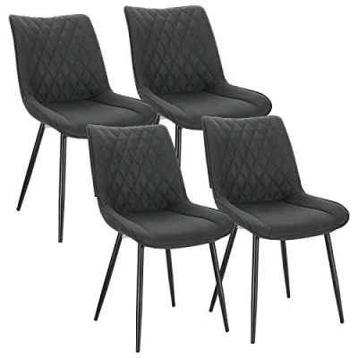Abbildung von WOLTU Esszimmerstühle 4er Set, Küchenstühle, Wohnzimmerstühle, Polsterstühle mit Rückenlehne, für Esszimmer, Küche, Wohnzimmer, Büro, Sitzfläche aus Stoffbezug, Metallbeine, Anthrazit BH248an 4