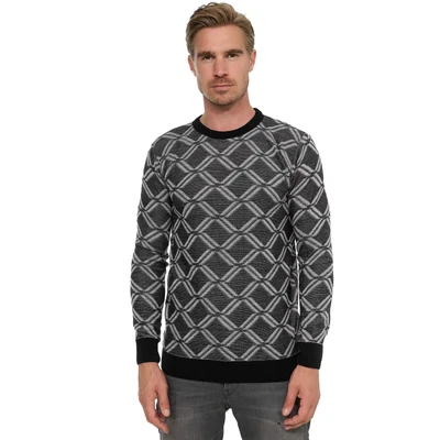 Abbildung von Feinstrick mit Karo Muster Rundhals Pullover