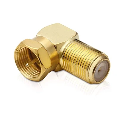 Abbildung von conecto 90 Grad Winkeladapter (F Stecker auf F Buchse) vergoldet SAT Kabel