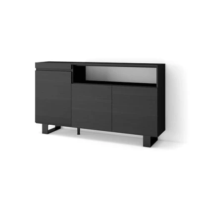 Abbildung von Skraut Home Sideboard, Highboard Kommode, Komodenschrank 150x87x35cm 3 Türen Industriedesign Moderner Stil Schwarz