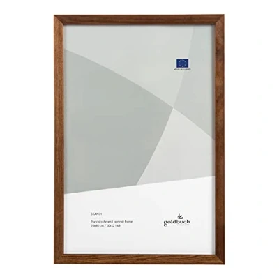 Abbildung von goldbuch Bilderrahmen Skandi 20x30 cm, Einzelrahmen aus Echt Holz, Portraitrahmen zum Stellen, Holzrahmen mit Wandhalterung, Foto Rahmen, Frame braun