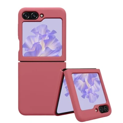 Abbildung von kwmobile Flip Soft Case kompatibel mit Samsung Galaxy Z Flip5 Hülle Silikon Cover für Foldable Handy Handyhülle in Dark Rose