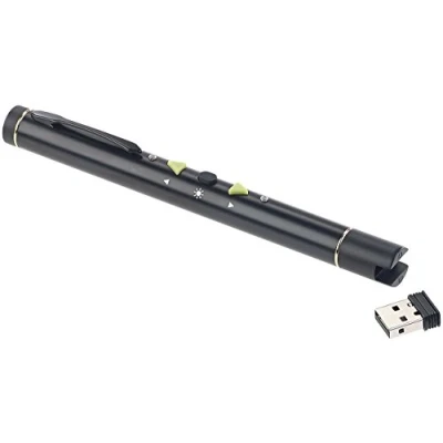 Abbildung von GeneralKeys Laserpointer grün: Multimedia Presenter mit grünem Laser Pointer, Akku, 2,4 GHz Funk (Laserpointer stark, PC Fernbedienung, läserpointer)