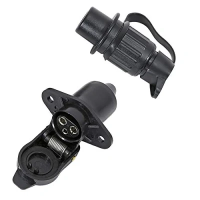 Abbildung von TAEUYYM Stecker 3 polig und Steckdose Polig, 12V Traktor Steckdose, Din 9680 Wasserdicht Anhänger Für LKW RV Kfz Wohnwagen Traktor(2 Mount Punkte)