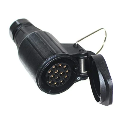 Abbildung von 1x 13 poliger Kontrastecker für 12V Anhänger Kupplungsdose mit Klappe in Steckerform Verlängerung Dose Neu Old Harvest