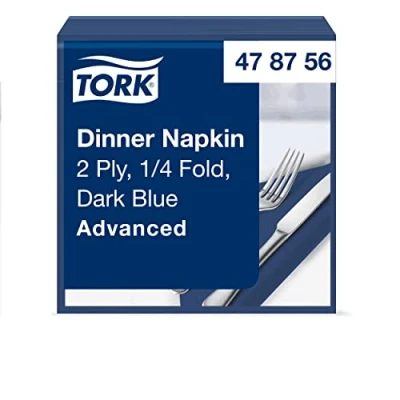 Abbildung von Tork 478756 Dinnerservietten Dunkelblau / 2 lagige Papierservietten Passend für jede Gelegenheit Advanced Qualität 12 x 150 (1800) Servietten 39 cm (B L) 1/4 Falz