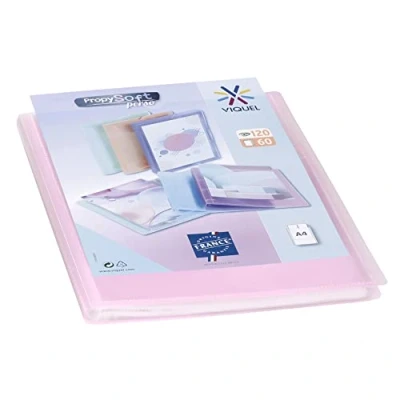 Abbildung von Viquel Propysoft Dokumentenmappe, DIN A4, 120 Bilder (60 Hüllen) Klarsichthüllen transparent glatt rosa durchscheinend