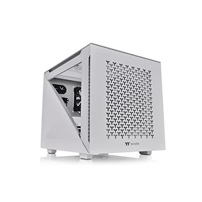 Abbildung von Thermaltake Divider 200 TG Air Snow Micro ATX PC Gehäuse 2 x gehärtetes 3mm Glasseitenteil Mesh Panel weiß