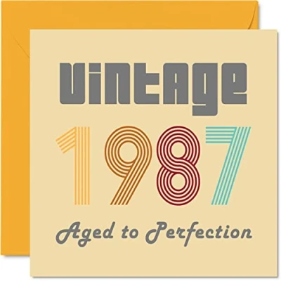 Abbildung von Geburtstagskarten zum 37. Geburtstag für Männer und Frauen Vintage 1987 Aged To Perfection 37 Lustig Sie Ihn 145 mm x Glückwunschkarten