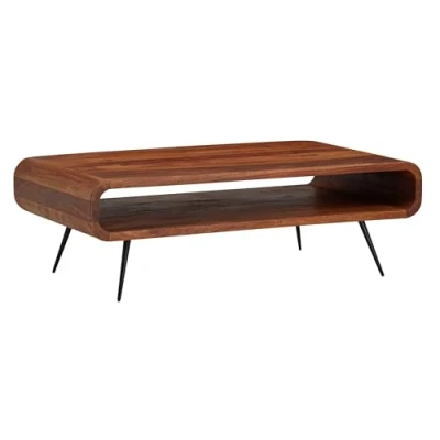 Abbildung von Wohnling Couchtisch 90x55x30 cm Sheesham Massivholz/Metall Sofatisch Eckig, Wohnzimmertisch mit Stauraum, Kaffeetisch Massiv, Kleiner Tisch Beistelltisch Wohnzimmer Modern Rechteckig