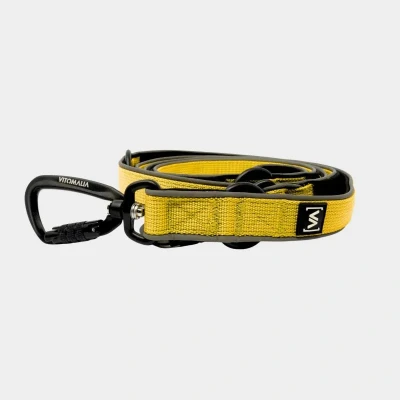 Abbildung von VITOMALIA® 2,2m Easy Go Hundeleine, dreifach verstellbar: Vielseitige, robuste Führleine perfekte Leine für große Hunde und kleine Hunde, sicher &amp; komfortabel (Gelb)