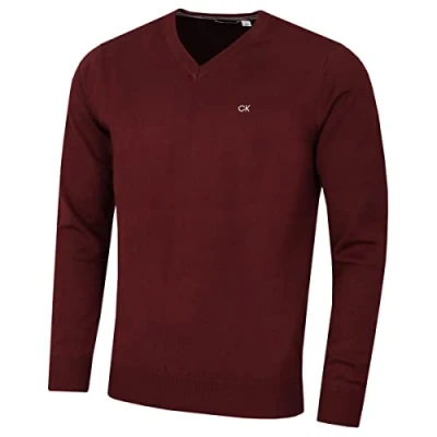 Abbildung von Calvin Klein Herren V Ausschnitt Soft Cotton Pullover Burgundy XXL