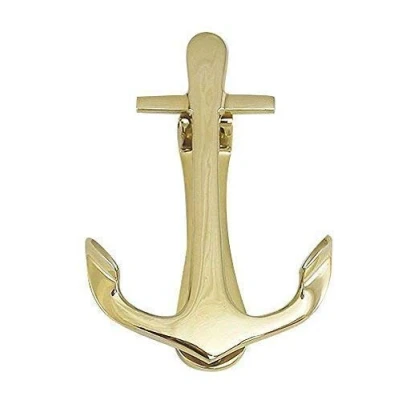 Abbildung von linoows Türklopfer in Anker Form, Maritimer Kajüten Türklopfer, Messing poliert
