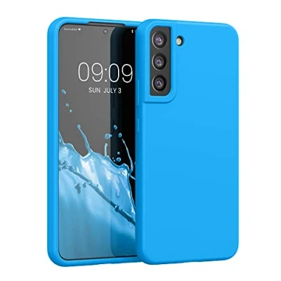 Abbildung von kwmobile Hülle kompatibel mit Samsung Galaxy S22 Plus Silikon Handy Case Handyhülle weiche Oberfläche kabelloses Laden Strahlend Blau