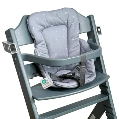 Abbildung von LaLoona Sitzverkleinerer für Hochstuhl Safety 1st / Bebeconfort Timba weiches Baby Sitzpolster, OEKO TEX Standard 100 geprüft, hautfreundlich und maschinenwaschbar Grau