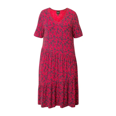 Abbildung von Ulla Popken Short Sleeve Freizeitkleid, Damen, Größe: 50/52, Neon red